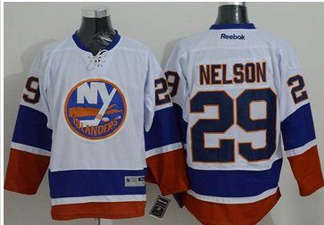New York Islanders #29 Brock Nelson White Stitched NHL Jersey