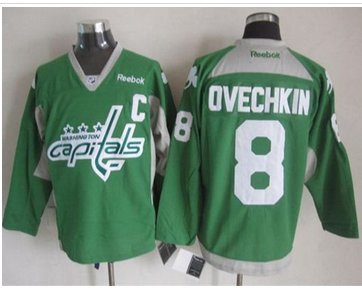 Washington Capitals #8 Alex Ovechkin Green St. Patrick's Day Practice Stitched NHL Jersey Washington Capitals #8 Alex Ovechkin Green St. Patrick's Day Practice Stitched NHL Jersey