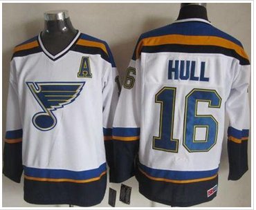 St Louis Blues #16 Brett Hull White Navy CCM Throwback Stitched NHL Jersey St Louis Blues #16 Brett Hull White Navy CCM Throwback Stitched NHL Jersey