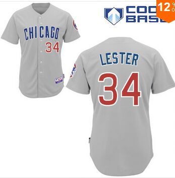 Cheap  #34 Jon Lester Jersey Chicago Cubs Baseball Jerseys Stripe gray Authentic Jon Lester Stitched Jersey