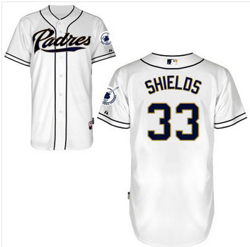 San Diego Padres 33# James Shields white Jersey branco azul Camo da Base costurado