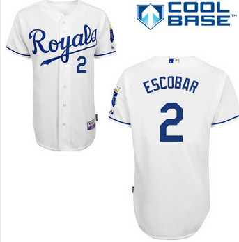 Kansas City Royals 2 Alcides Escobar  white Baseball Jersey 2015 homens personalizado bordado costurado camisa frete ordem Mix