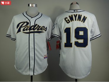 San Diego Padres #19 Tony Gwynn White  Stitched Baseball Jersey