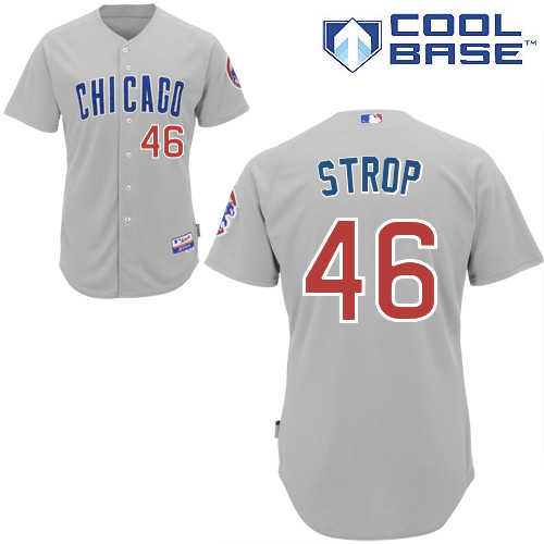 Chicago Cubs 46# Strop Grey Authentic Personalized Road cool Jersey-2