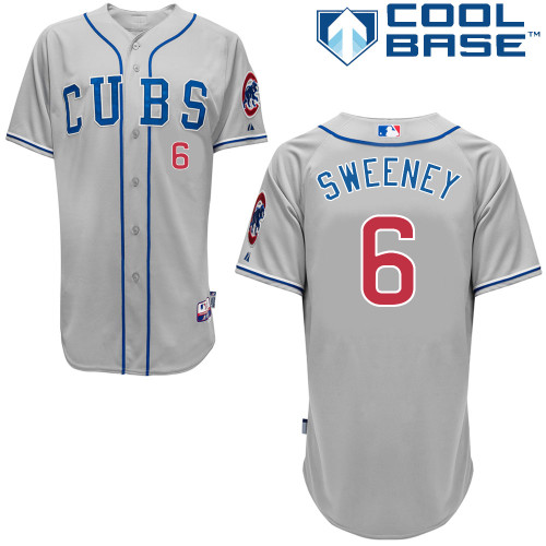 Chicago Cubs 6# Sweeney Grey Authentic Personalized Road cool Jersey