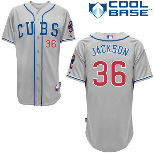 Chicago Cubs 36# Jackson Grey Authentic Personalized Road cool Jersey-2