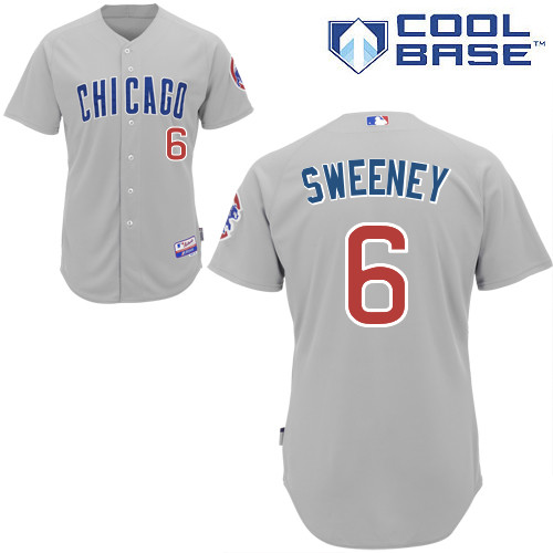 Chicago Cubs 6# Sweeney Grey Authentic Personalized Road cool Jersey-2