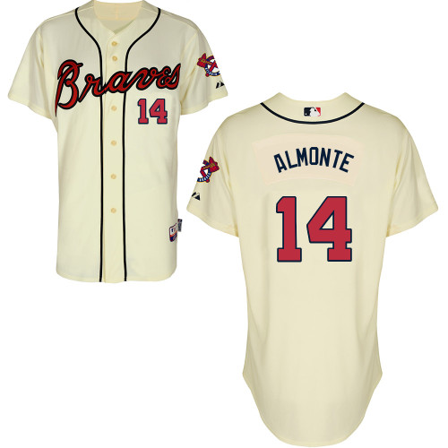 Atlanta Braves #14 Almonte Beige Authentic Personalized Alternate Jersey