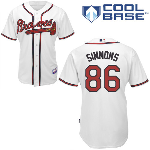 Atlanta Braves #86 Simmons White Authentic Personalized Home Jersey