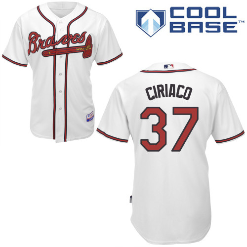 Atlanta Braves #37 Ciriaco White Authentic Personalized Home Jersey