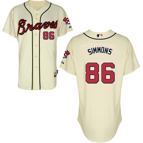 Atlanta Braves #86 Simmons Beige Authentic Personalized Alternate Jersey