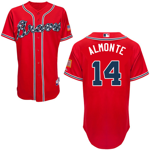 Atlanta Braves #14 Almonte Red Authentic Personalized Alternate Jersey