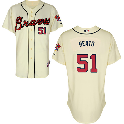 Atlanta Braves #51 Beato Beige Authentic Personalized Alternate Jersey
