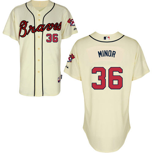 Atlanta Braves #36 Minor Beige Authentic Personalized Alternate Jersey