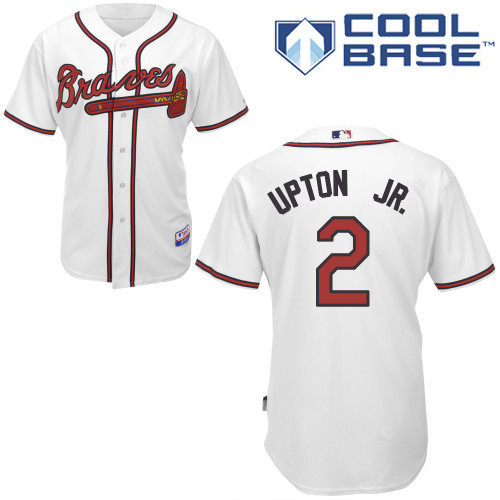 Atlanta Braves #2 Upton Jr. White Authentic Personalized Home Jersey