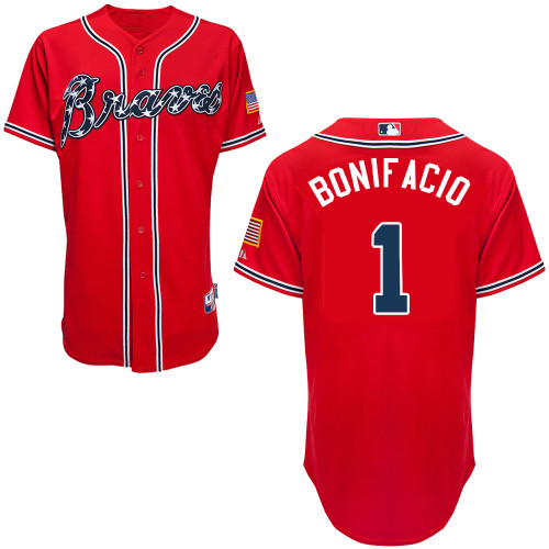 Atlanta Braves #1 Bonifacio Red Authentic Personalized Alternate Jersey