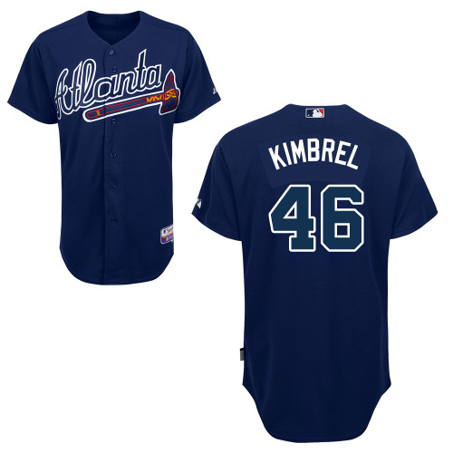 Atlanta Braves #46 Kimbrel Blue Authentic Personalized Alternate Road Jersey
