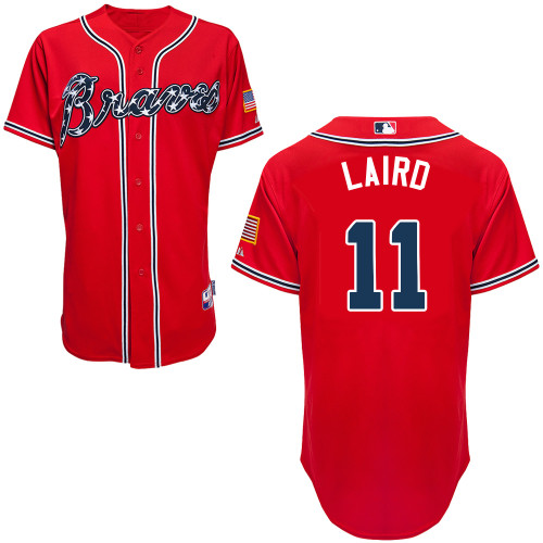 Atlanta Braves #11 Laird Gonzalez Red Authentic Personalized Alternate Jersey