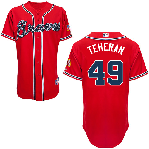 Atlanta Braves #49 Teheran Gonzalez Red Authentic Personalized Alternate Jersey