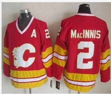 Calgary Flames #2 Al MacInnis Red CCM Throwback Stitched NHL Jersey