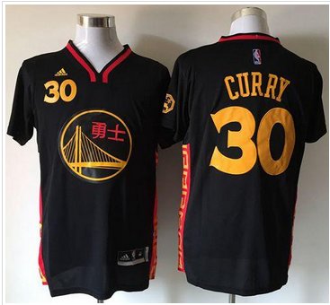 Golden State Warrlors #30 Stephen Curry Black Slate Chinese New Year Stitched NBA Jersey