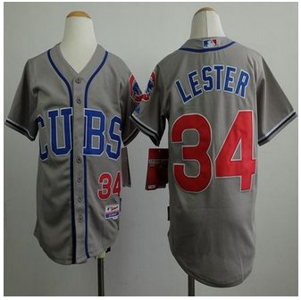Youth MLB Chicago Cubs #34 Jon Lester Grey Alternate Road Cool Base Stitched Baseball Jersey