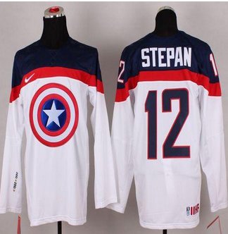 Olympic Team USA #12 Derek Stepan White Captain America Fashion Stitched NHL jersey Olympic Team USA #12 Derek Stepan White Captain America Fashion Stitched NHL jersey
