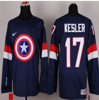 Olympic Team USA #17 Ryan Kesler Navy Blue Captain America Fashion Stitched NHL jersey