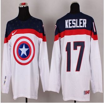 Olympic Team USA #17 Ryan Kesler White Captain America Fashion Stitched NHL Jersey