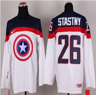 Olympic Team USA #26 Paul Stastny White Captain America Fashion Stitched NHL jersey