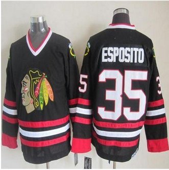 Chicago Blackhawks #35 Tony Esposito Black CCM Throwback Stitched NHL jersey