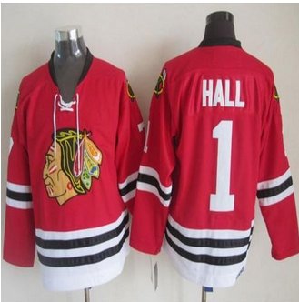 Chicago Blackhawks #1 Glenn Hall Stitched Red CCM Throwback NHL Jersey