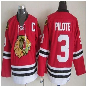 Chicago Blackhawks #3 Pierre Pilote Red CCM Throwback Stitched NHL Jersey