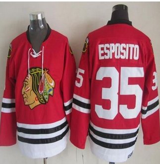 Chicago Blackhawks #35 Tony Esposito Red CCM Throwback Stitched NHL jersey