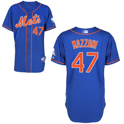New York Mets #47 Mazzoni Blue Authentic Personalized Alternate Home Jersey