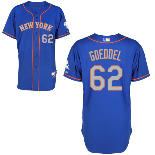 New York Mets #62 Goeddel Blue Authentic Personalized Alternate Road Jersey