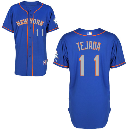 New York Mets #11 Tejada Blue Authentic Personalized Alternate Road Jersey