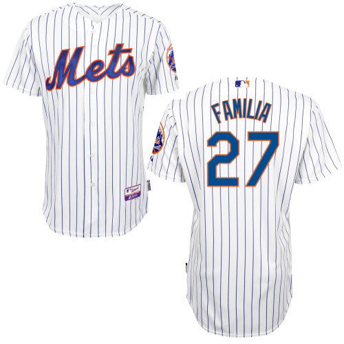 New York Mets #27 Familia jr White 2015 Authentic Personalized Home Jersey