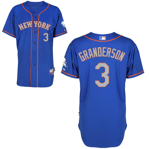 New York Mets #3 Granderson  Blue Authentic Personalized Alternate Road Jersey