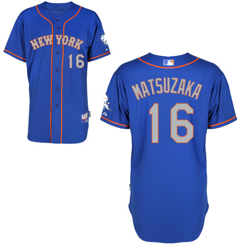 New York Mets #16 Matsuzaka  Blue Authentic Personalized Alternate Road Jersey
