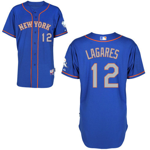 New York Mets #12 Lagares Blue Authentic Personalized Alternate Road Jersey