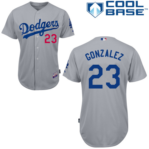 Los Angeles Dodgers#23 Gonzalez Majestic Authentic Grey Jersey