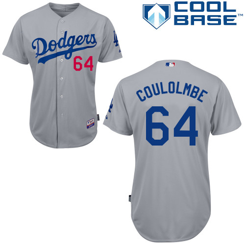 Los Angeles Dodgers#64 Coulolmbe Majestic Authentic Grey Jersey