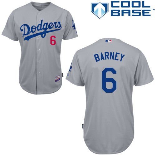 Los Angeles Dodgers#6 Barney Majestic Authentic Grey Jersey