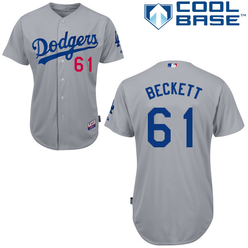 Los Angeles Dodgers#61 Beckett Majestic Authentic Grey Jersey