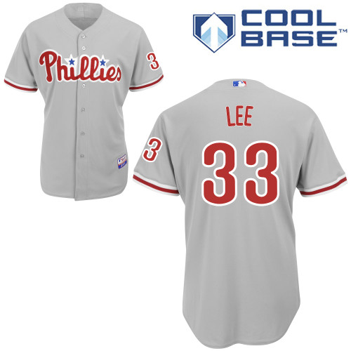 Philadelphia Phillies 2015#33 LEE Personalized Home Gray Jersey