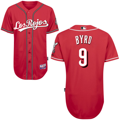 Cincinnati Reds #9 Byrd Authentic Personalized Alternate Los Rojos red Jersey