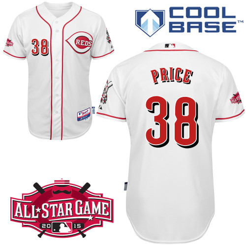 Cincinnati Reds #38 Price Authentic Personalized Home White Jersey w2015 All-Star Patch