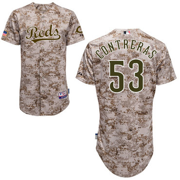 Cincinnati Reds #53 Contreras Authentic Personalized Alternate Camo Jersey