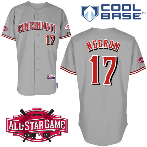 Cincinnati Reds #17 Negron Authentic Personalized Road Gray Jersey w2015 All-Star